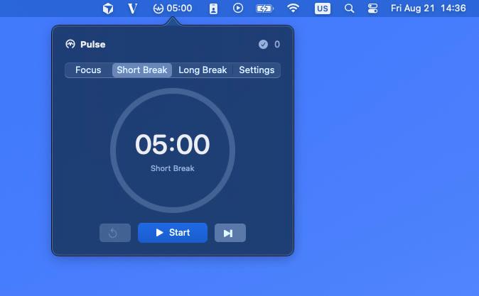 Pulse Pomodoro short break ready to start